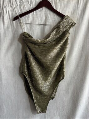 Sabina Musayev Olive Metallic Knit Dress